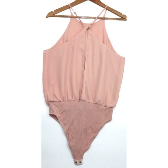 WAYF Womens Pink Sleeveless Halter Bodysuit Size M Adjustable Straps Coquette - Picture 4 of 8